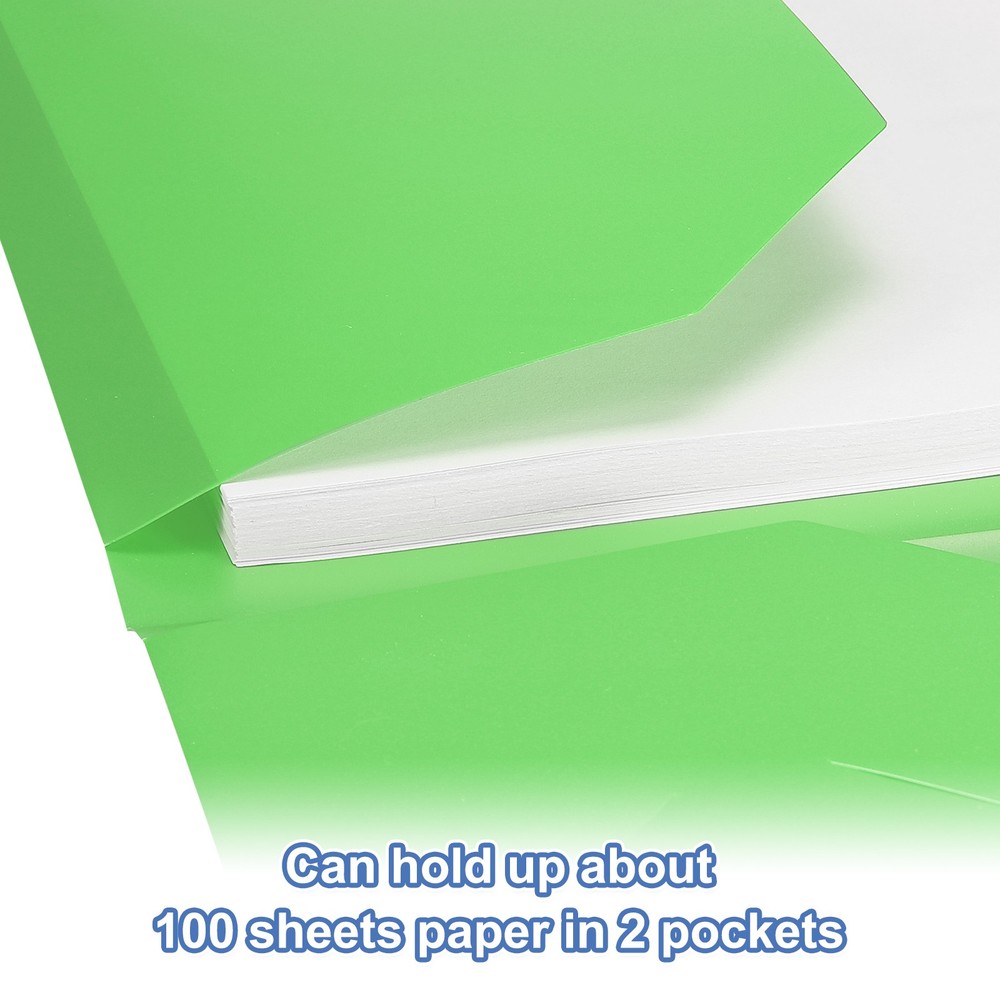 Green Plastic Folders with Pockets, 24 Pack Plastic Pocket Folders