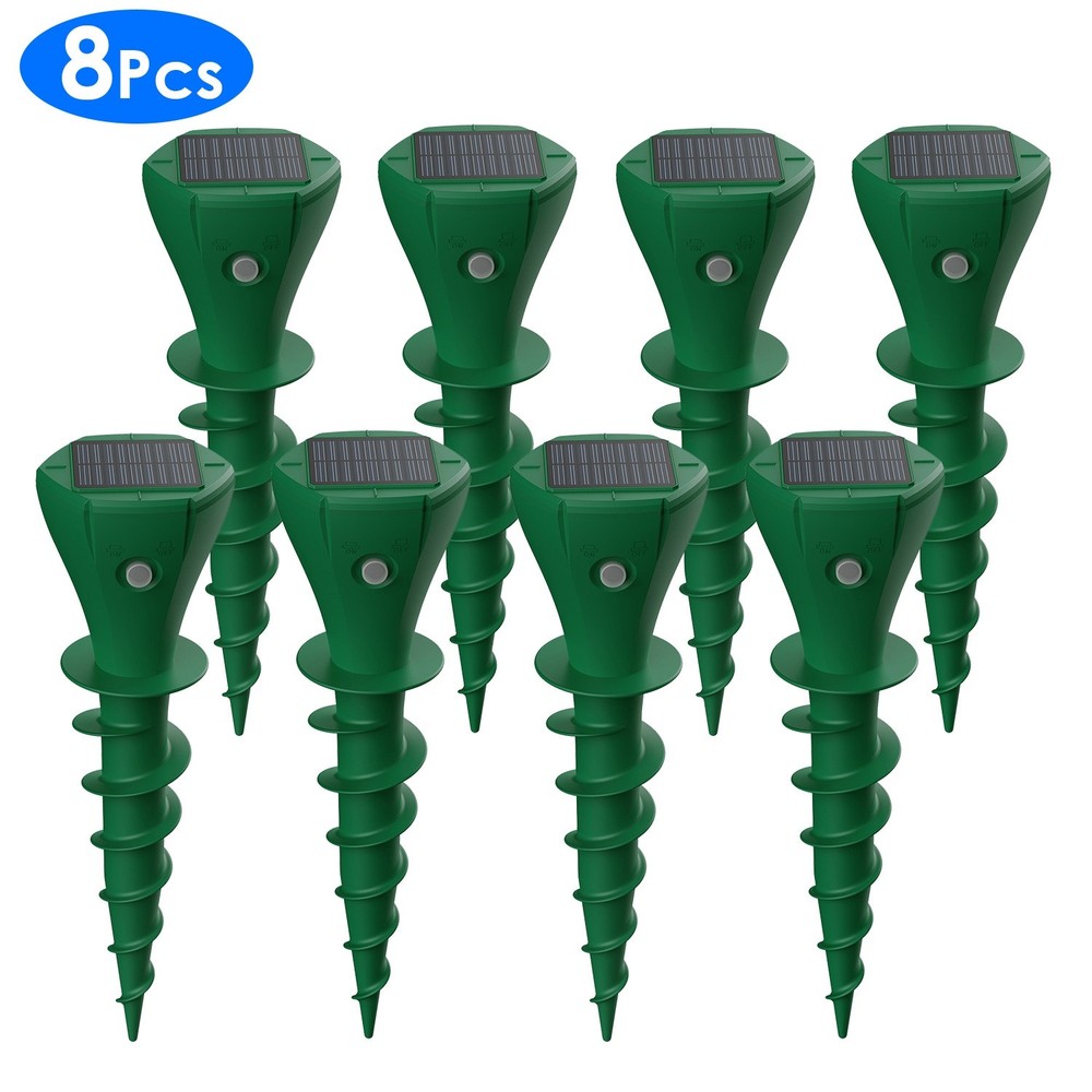 8Pack Solar Ultrasonic Mice Gopher Mole Pest Snake Animal Repeller Waterproof