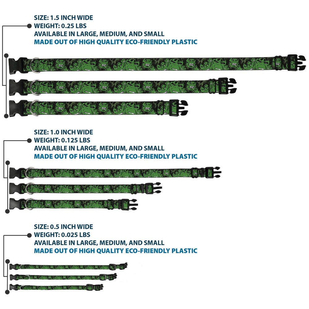 MARVEL COMICS Plastic Clip Collar The Hulk Stacked Medium 11-16.5"