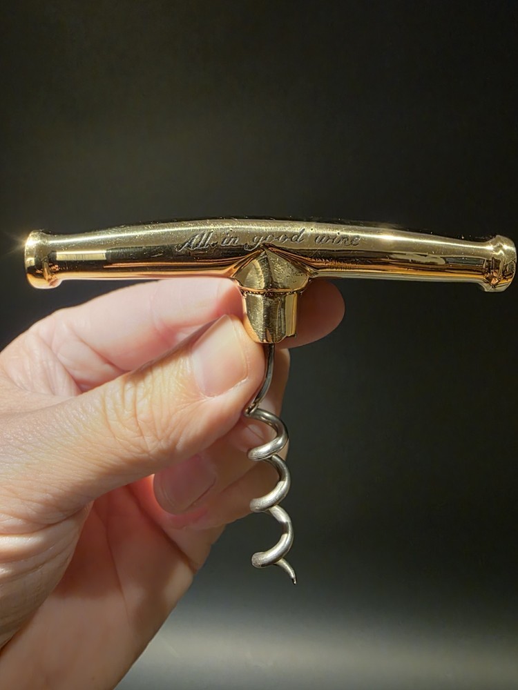 Vintage Style Brass & Iron Corkscrew Engraved