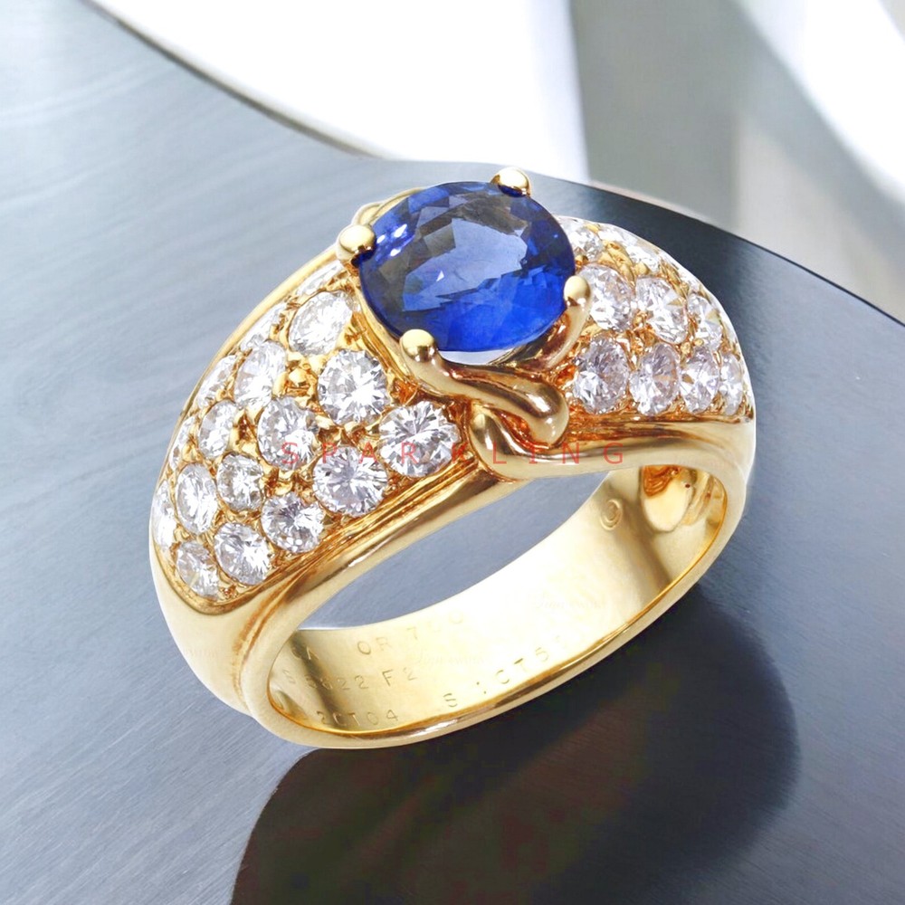 Blue Sapphire Round Cut With 14K Solid   Gold  Ring For Men#E476