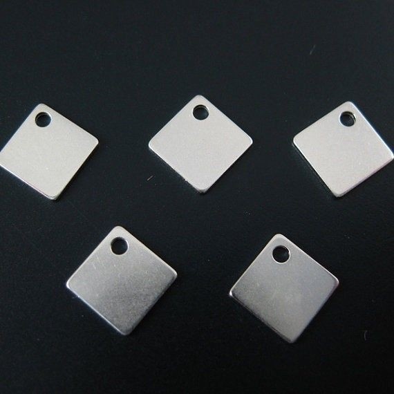 Sterling Silver Square Tag 6mm (sold per 10 pcs)