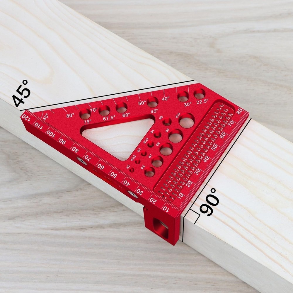 Metric 3D Aluminum Scribing Ruler Carpenter Square, Multi-Angle Measuring Tool