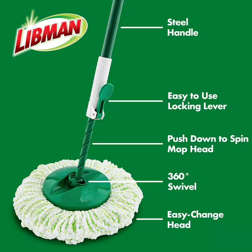 Tornado Spin Mop with Bucket Cleaning System, Microfiber Spin Mop Head, Machine