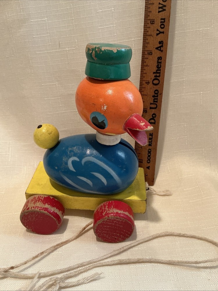 Vintage Wooden Duck Pull Toy EASTER🐤