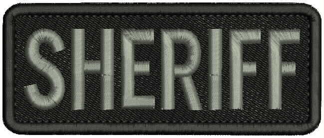 Sheriff embroidery Patch 2x5 hook on back balck/gray