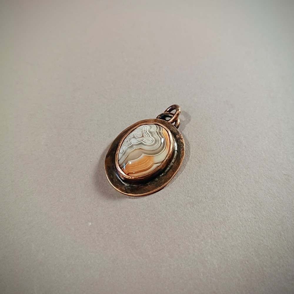 Copper Pendant crazy lace Agate Cabachon
