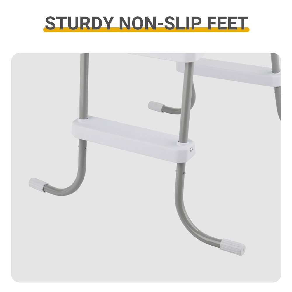 33" 2-Step Pool Ladder, Iron Grey Frame & White Steps, Safety Design