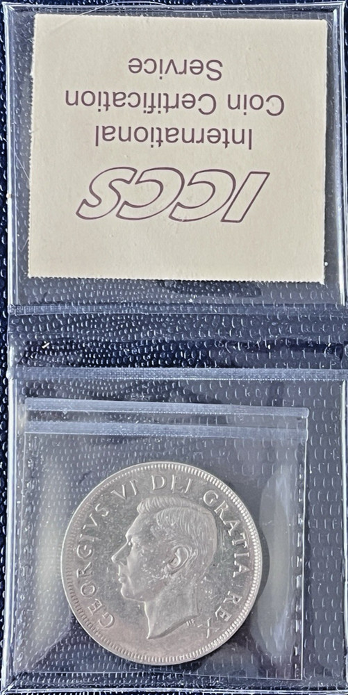 Canada 1949 Silver Dollar Certified MS60 ICCS (80% Silver)
