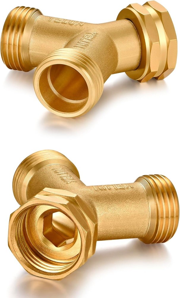 Durable Garden Hose Splitter in Brass - 1 Set for Maximum Water Flow Efficiency