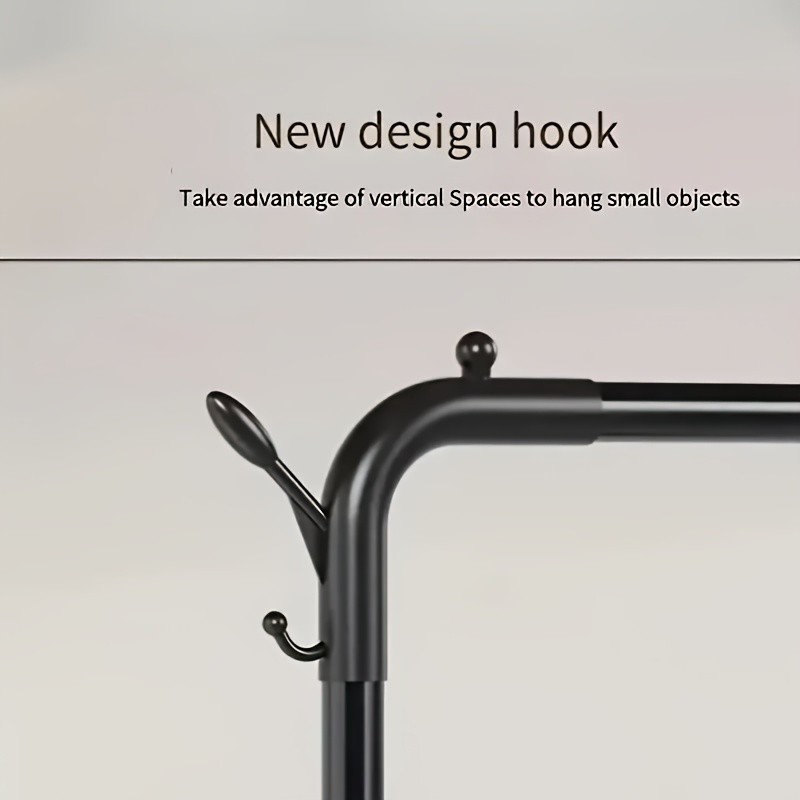 Durable Multipurpose Coat Rack, Double Rod Clothes Hanging & Drying Rack
