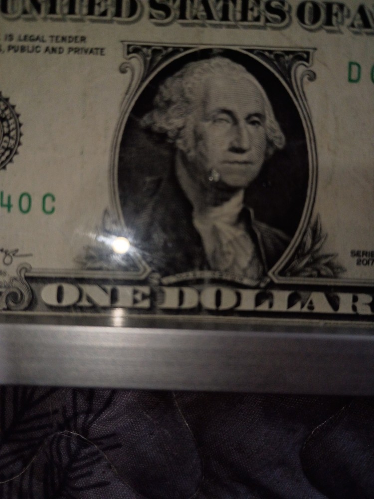2017 1 Dollar Bill under Ink Very cool Ink ERROR Serial Number .