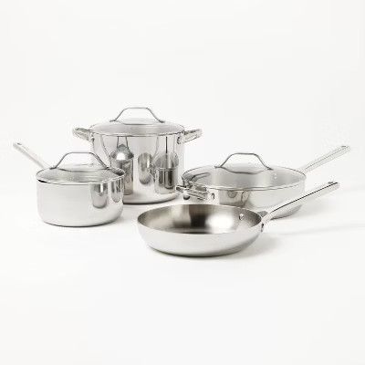 7pc Stainless Steel Cookware Set Silver - Figmint