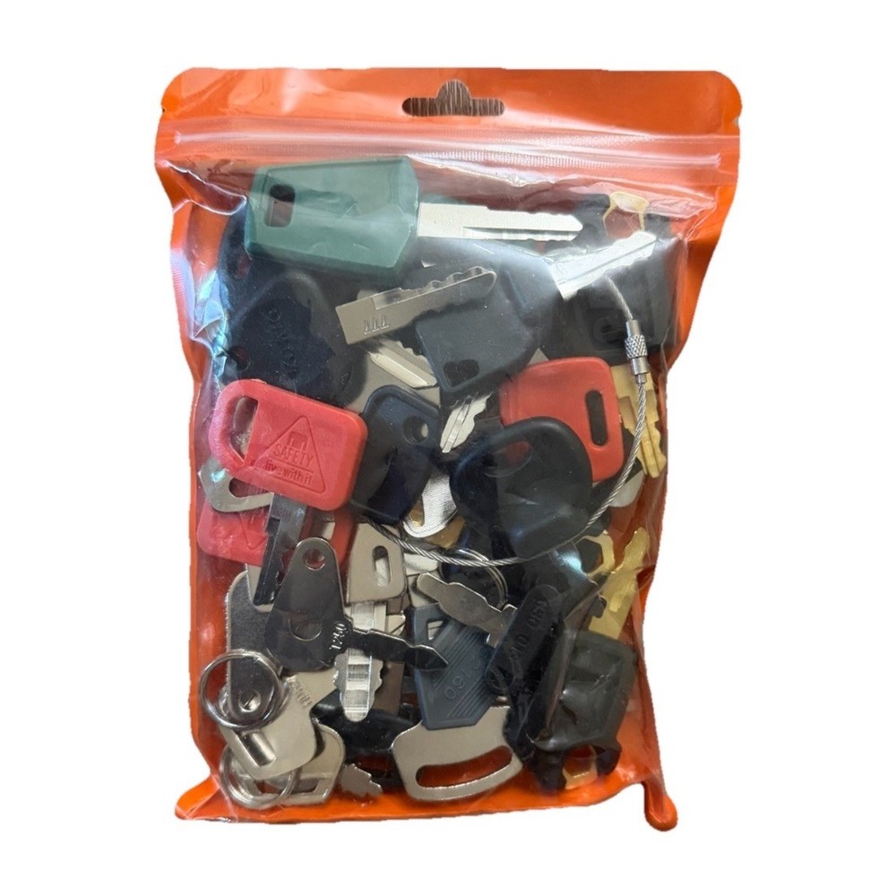 Assorted Heavy Equipment Key Set for Multiple Types in Durable Orange Bag