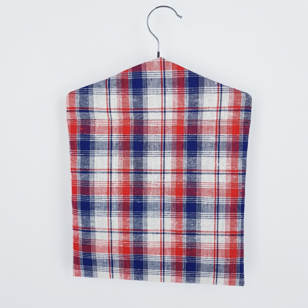 Peg Bag Handmade Blue Red White Checked Pattern Lined Laundry Clothes Peg Holder