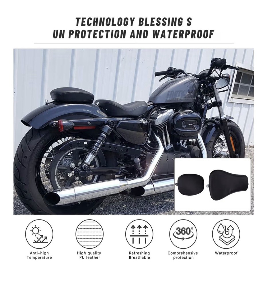 DREAMIZER Motorcycle Front Driver Solo Seat + Rear Passenger Pillion Pad