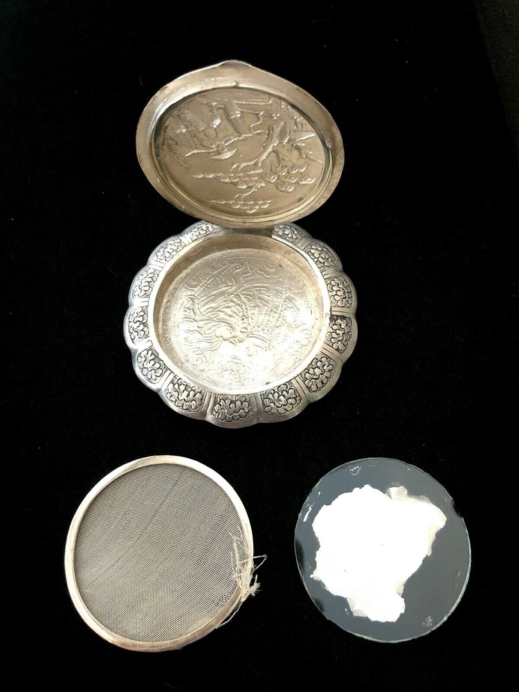 Vintage Sterling Silver Chinese Powder Compact Case