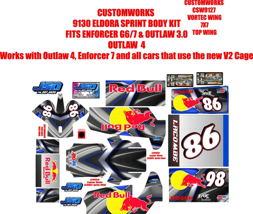 CUSTOMWORKS ELDORA SPRINT CAR 9130 armour redski THEME WRAP KIT