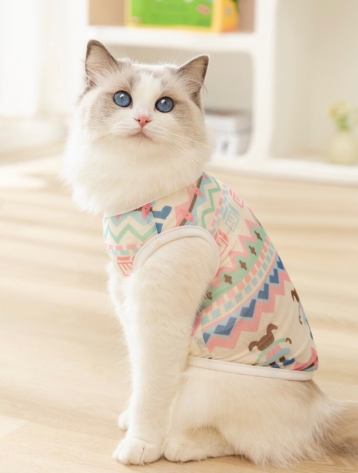 Colored small animals printed cat clothes