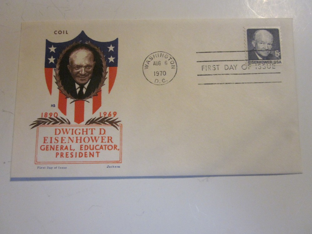US COVER 1970 DWIGHT EISENHOWER FDC #1401 COIL STAMP JACKSON MB CACHET