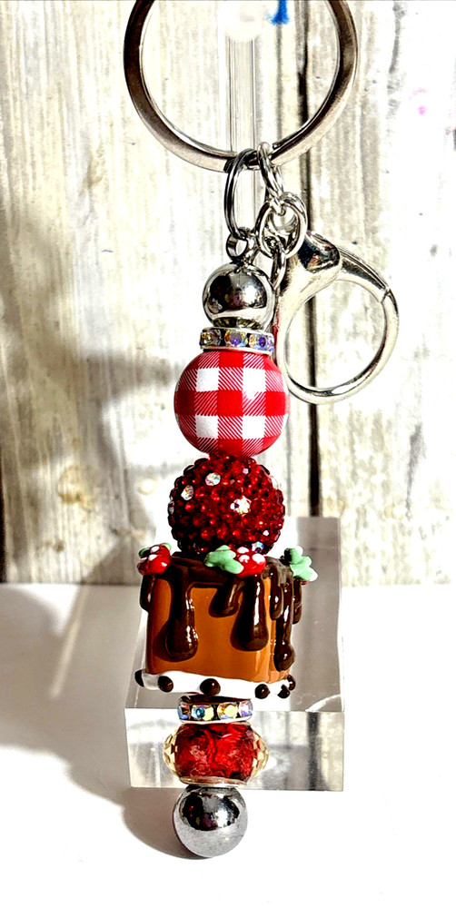 HAND MADE BEAD PEN AND BEAD KEY CHAIN & INK REFILL- cake
