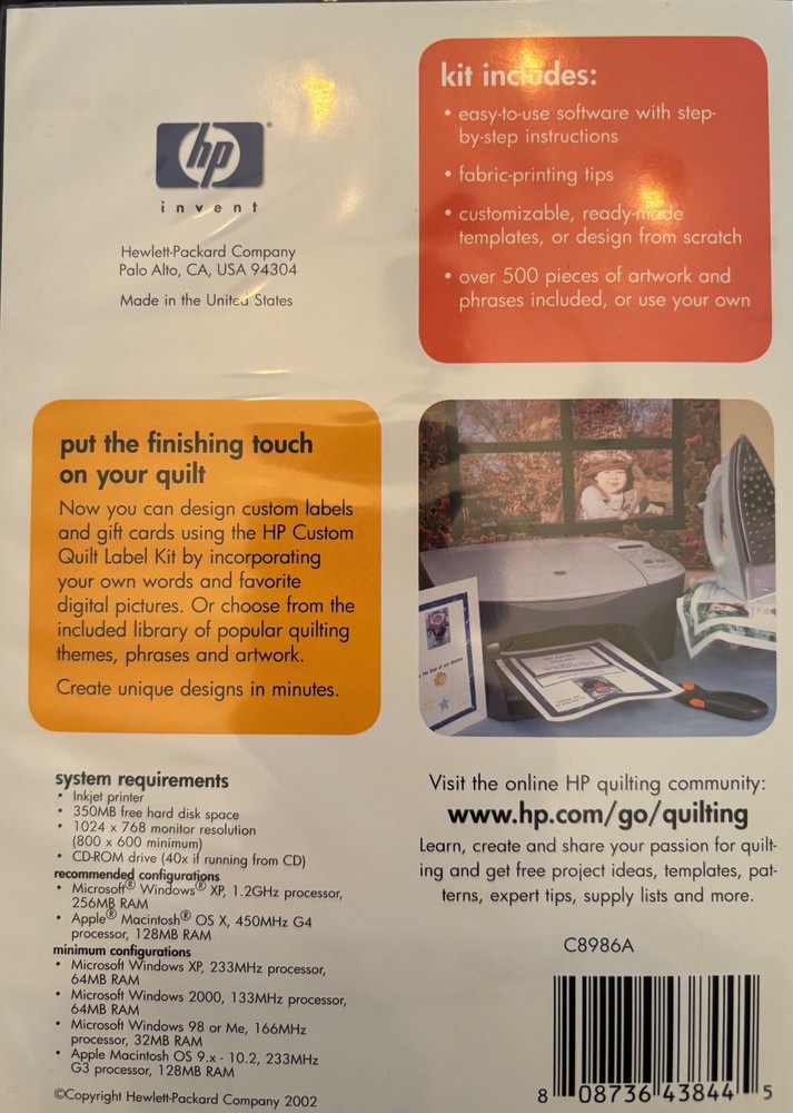 HP Custom Quilt Label Kit