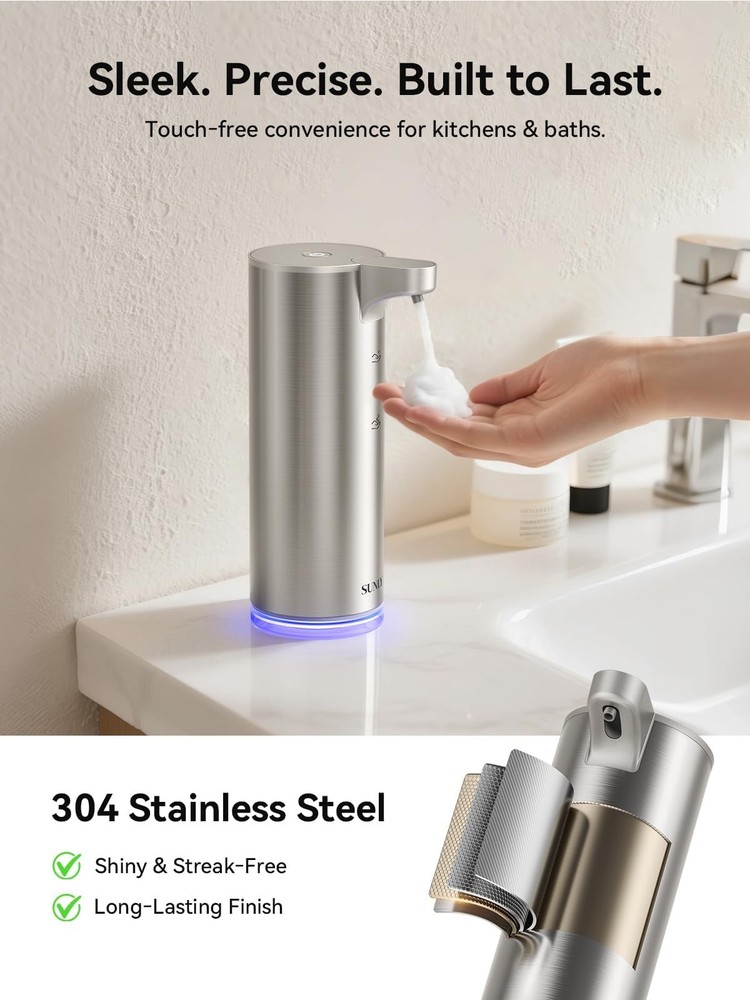 Automatic Foaming Soap Dispenser Touchless, 0.2s Fast Sensor, USB-C Rechargea...