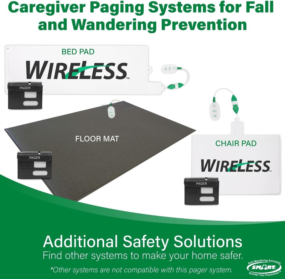 Elderly Fall Prevention Wireless Pager with 300ft Range and 2 Call Buttons