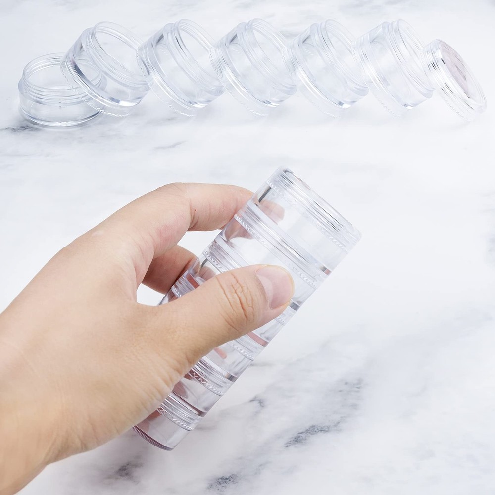 Fengek 6 Sets 6 Layer Stackable Plastic 1.4 x x 4 inches, Clear