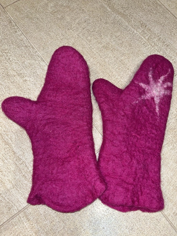 Mittens Pink Boiled Wool From Germany