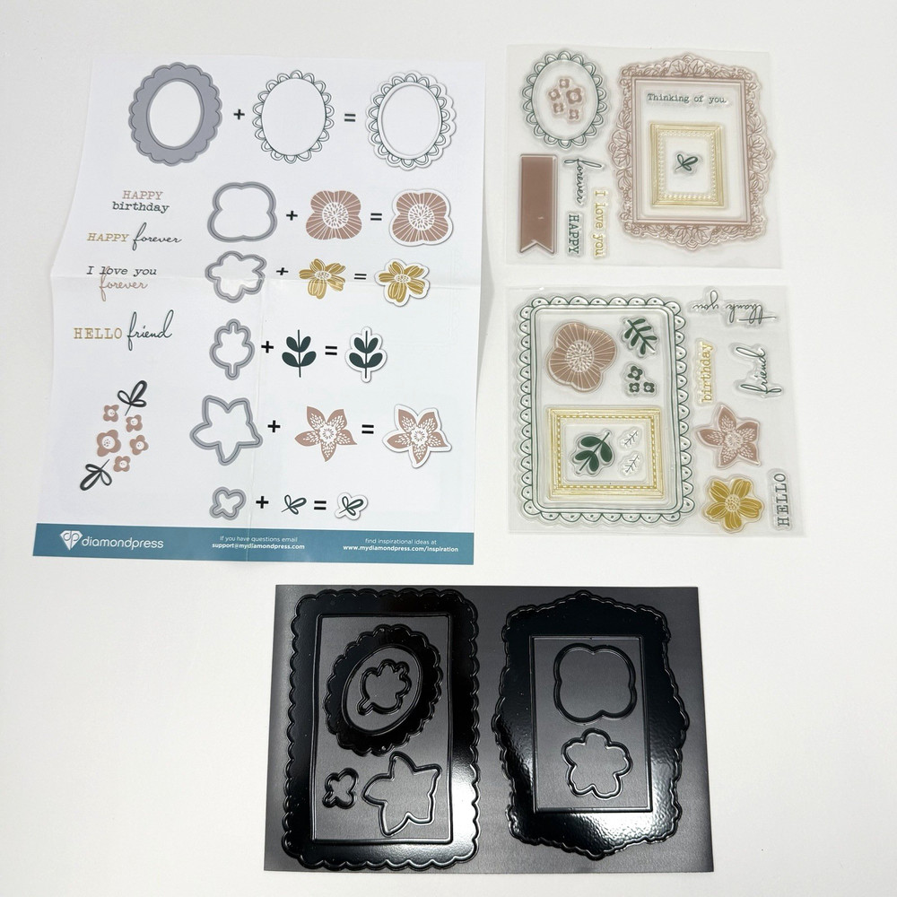 Diamond Press DP Doodle Frames Dies & Stamps Set Over 30 pieces