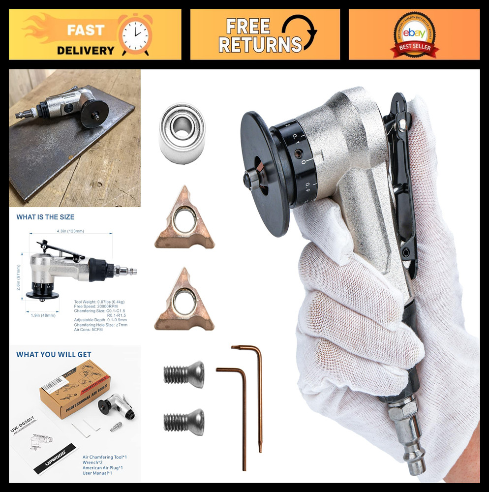Pneumatic Chamfer Tool for Metal Deburring & Beveling, Mini Handheld Machine