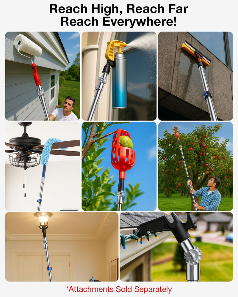 Telescoping Pole, 1.4-3 Ft with Joint Angle & Squeegee Adaptor, Aluminum Telesco