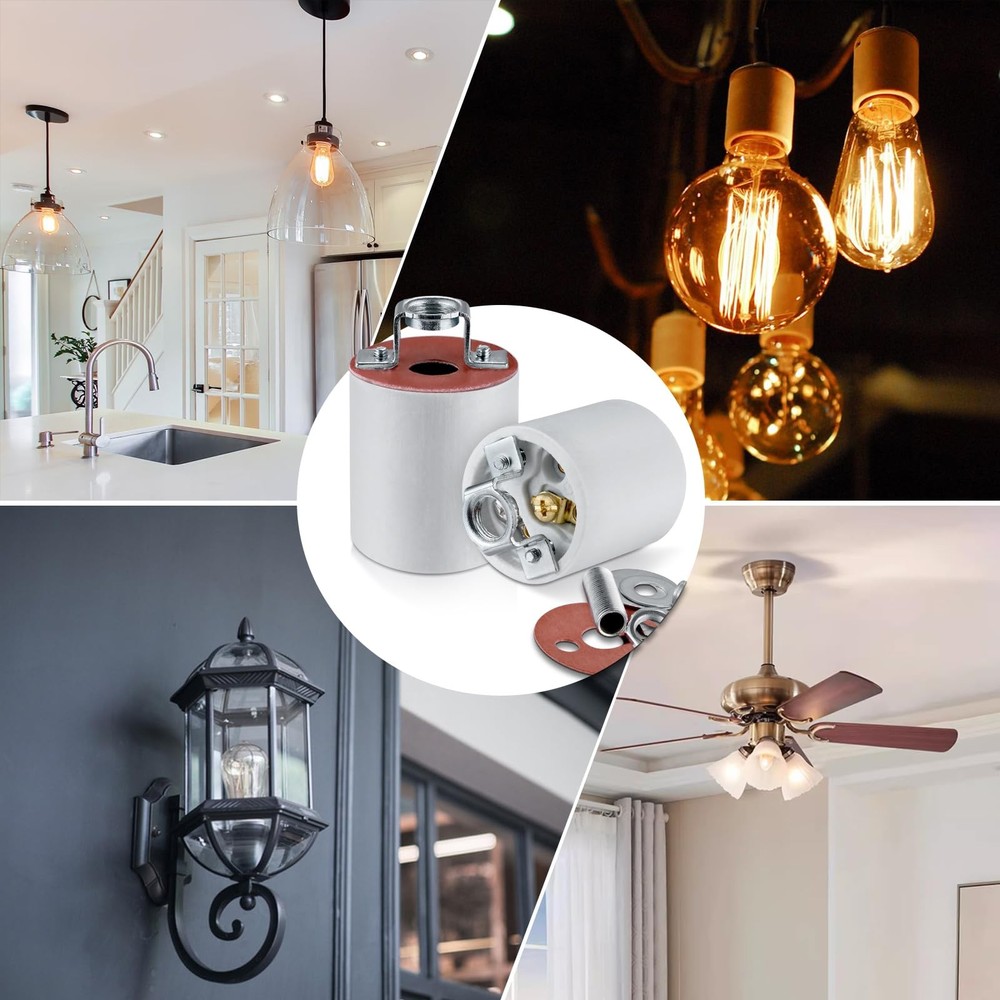 E26 Light Socket,Standard Medimun Screw Bulb Socket Lamp 8-Pack, Cream