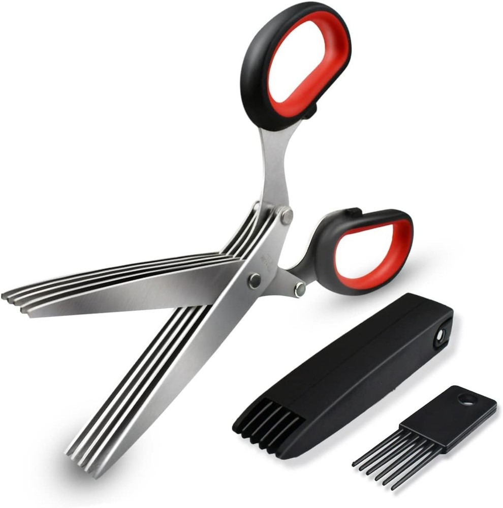 5 Blade Herb Scissors Kitchen Herb Shears Cutter Multipurpose Cutting Shear with