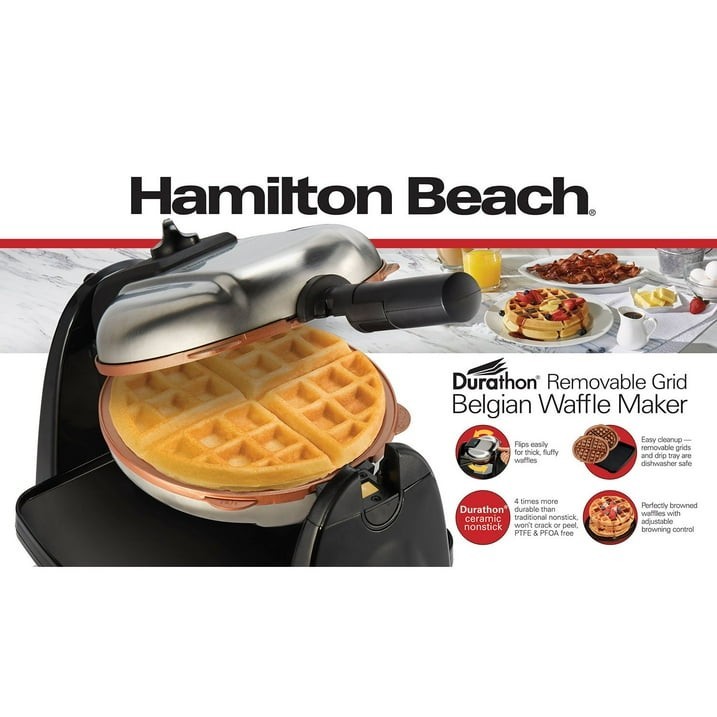Hamilton Beach Durathon Ceramic Removable-Grid Belgian Waffle Maker