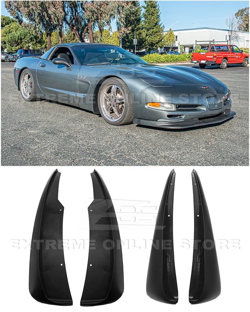 For 97-04 Corvette C5 Extended MATTE BLACK Front & Rear Splash Guards Mud Flaps
