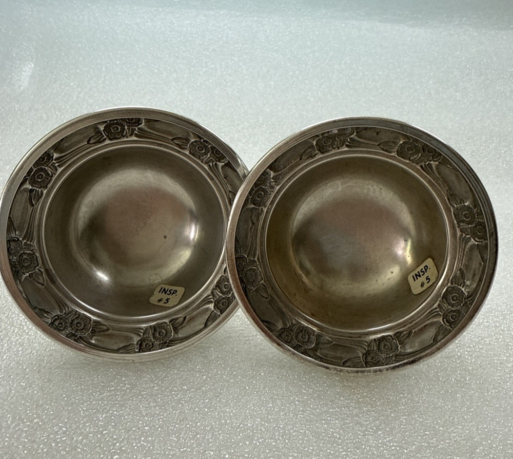 Vintage Silver-Plated Candlesticks, Floral Pattern Around Base 3.5"w x 2.5"t 2PC