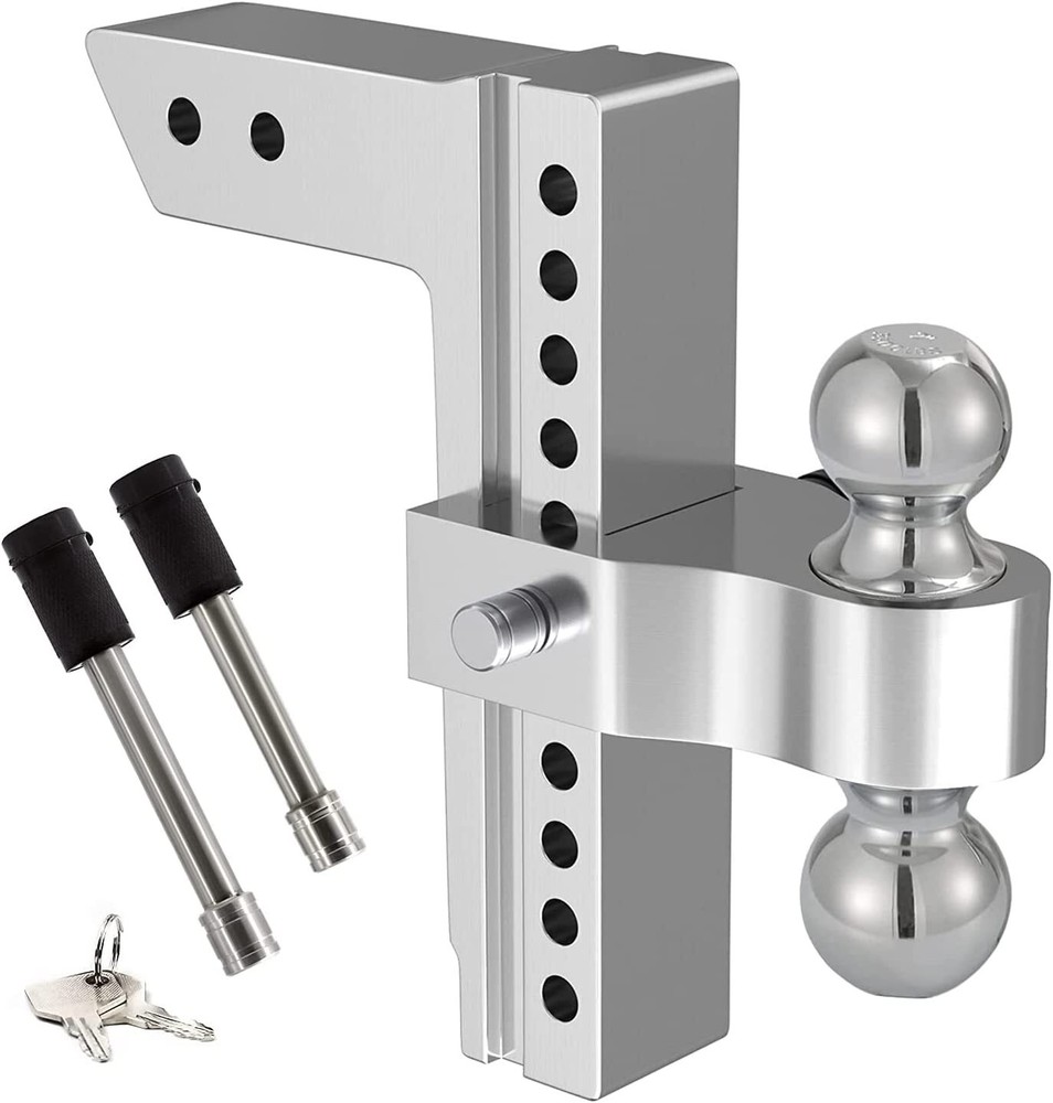 2.5" Receiver 10" Drop/Rise Adjustable Tow Hitch Dual Ball Mount Trailer 18500lb