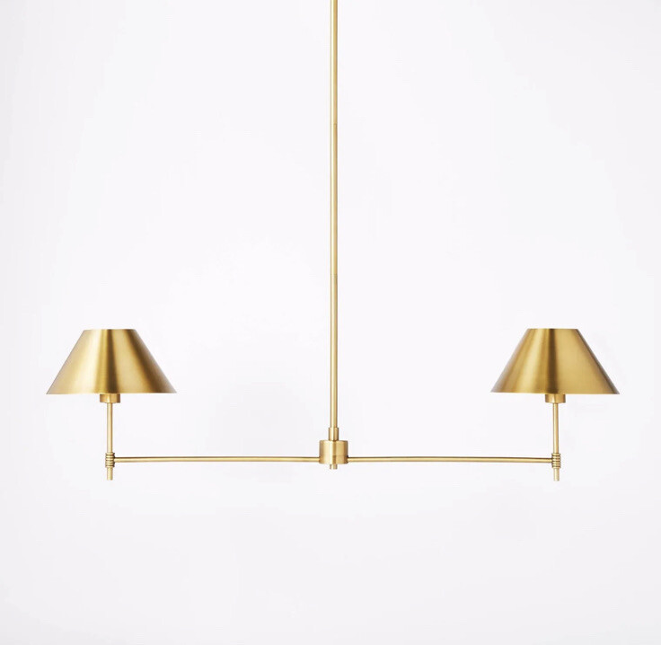 Threshold Studio McGee - Metal Two Arm Shaded Chandelier Ceiling Light Brass