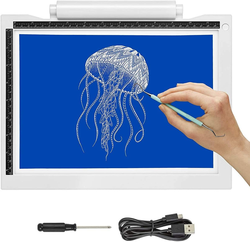 Bright Crafting Light Pad A4 - Battery & Cable Powered LED Light Box - Batteries