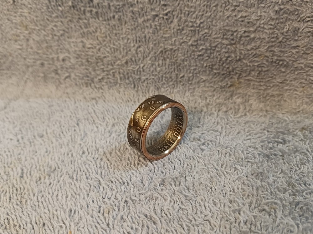2008 Kennedy Half Dollars  size 10   coin ring  handmade mixed metals