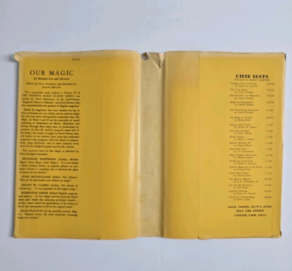 OUR MAGIC by Maskelyne & Devant 1946 Second Edition FLEMING Book Co. HC/DJ