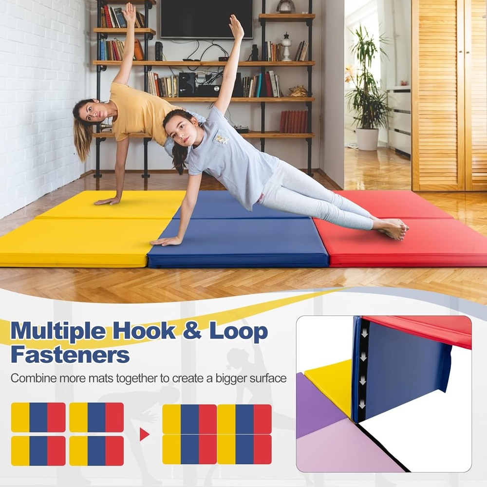 Folding Gymnastics Mat, 6’ x 2’ x 2’’ Thi Tri-Fold Exercise