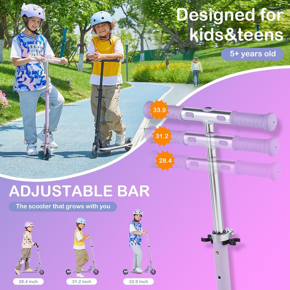 Kick Scooter for Ages 5-12,Kid, Teens. Max Load 155 LBS. Foldable, Lightweigh...