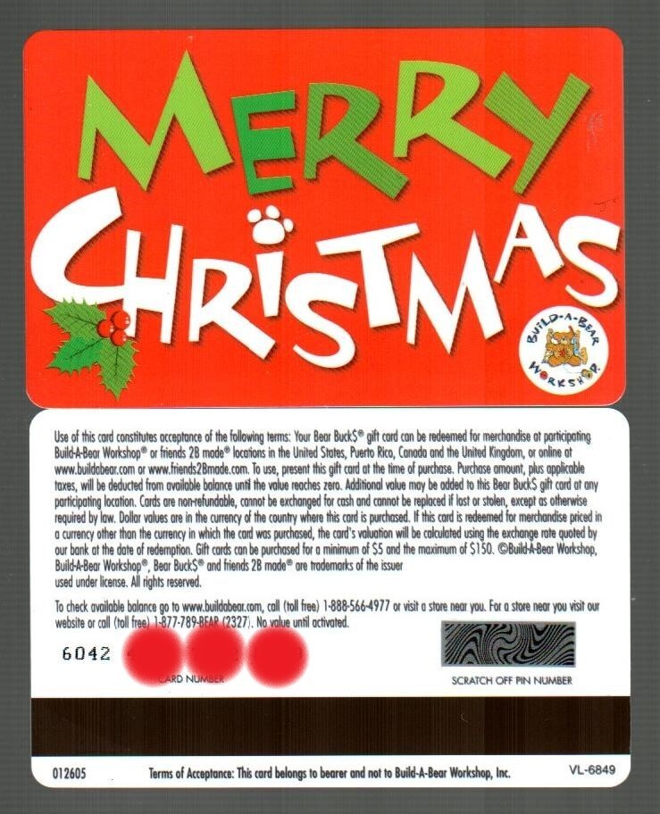 BUILD-A-BEAR WORKSHOP Merry Christmas ( 2007 ) Gift Card ( $0 )