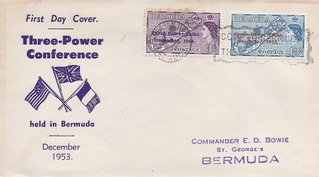 BERMUDA SC# 164/165 THREE-POWER CONFERENCE FIRST DAY COVER 1953