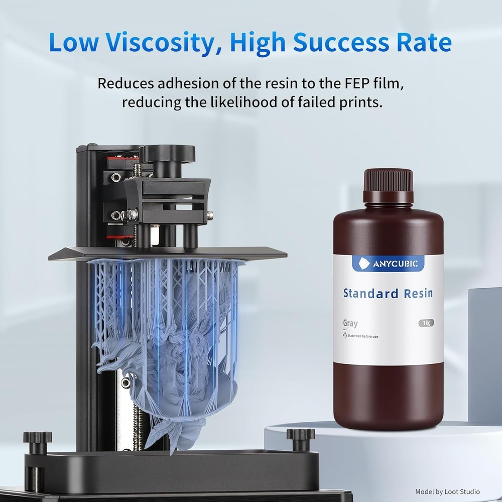 Universal Compatibility 3D Printer Resin - Grey 1kg, Strong Stability & Fluidity