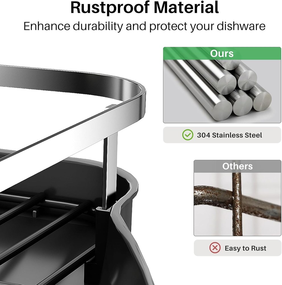 Dish Drying Rack, Expandable Dish Rack for Kitchen Counter, Stainless Steel Dish