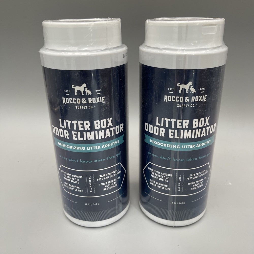 2 Pack Rocco & Roxie Litter Box Odor Eliminator Deodorizing Additive 12 oz Each
